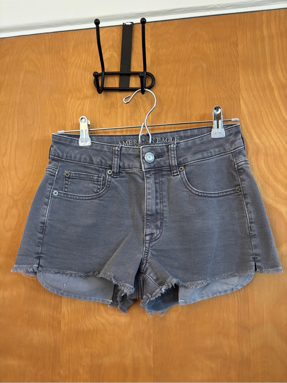 American Eagle Hi-Rise Shortie Super Stretch Grey Wash Denim Short